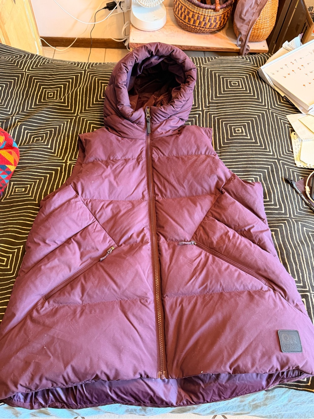 Outdoor Research Women's Hooded Puffer Vest in Plum